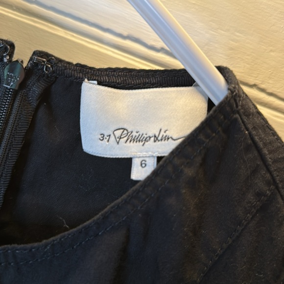 3:1 Phillips Lim black cotton dress with a flare on one side. - Picture 3 of 5